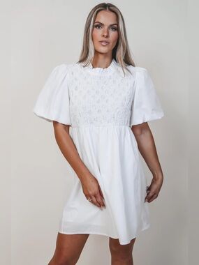 Commonwealth boutique white smocked mini dress